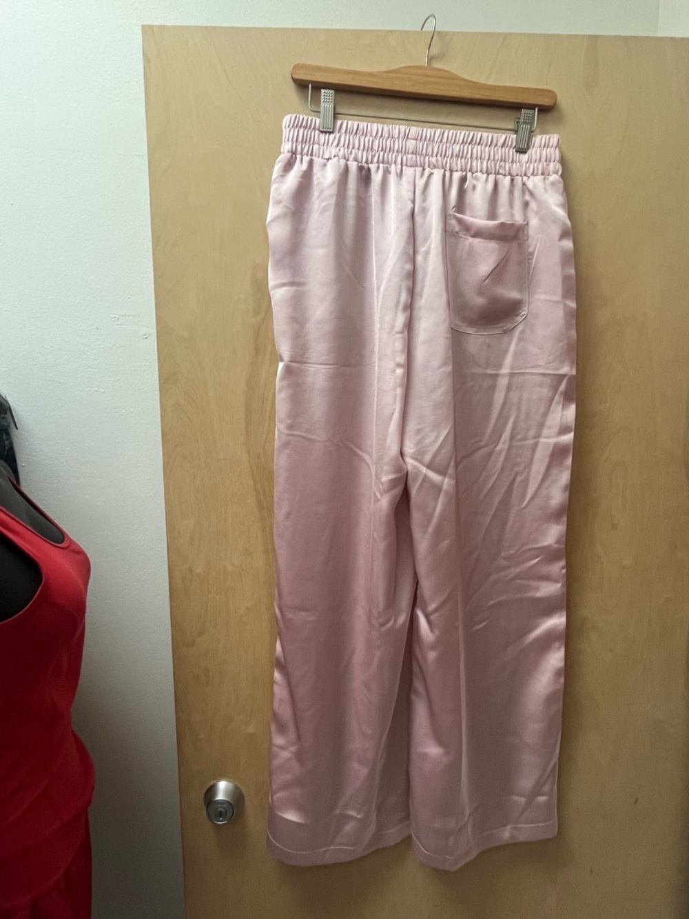 Vintage Pink Satin Wide Leg Pants
